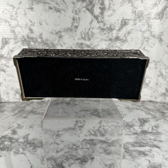 Vintage 1992 Godinger Silver Jewelry Box 9" X 3-7/8" Floral Vine High Relief - Picture 9 of 10